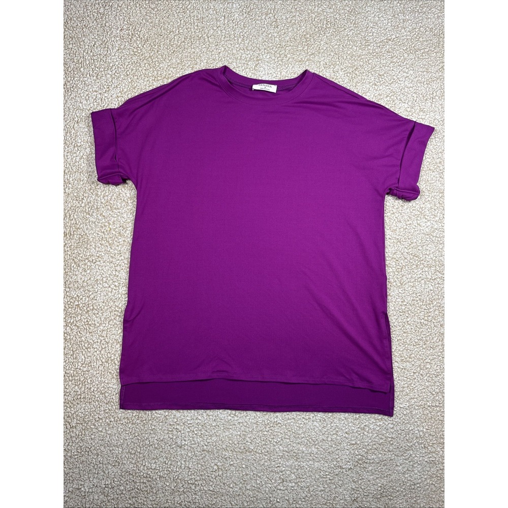 Zenana Round Neck Shirt Women's S Stretch Polyester Spandex Purple